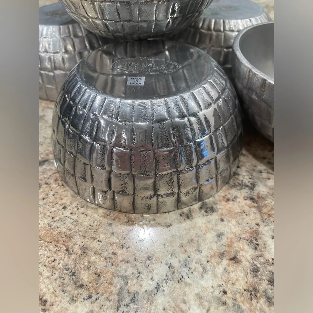 Set of 5 Towle Silversmith Candy/Nut Bowls Hammered Silver-plated Basket Weave